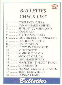 1991 Lime Rock Pro Cheerleaders Preview - Checklists #NNO Bullettes Check List Front