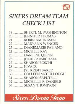 1991 Lime Rock Pro Cheerleaders Preview - Checklists #NNO Sixers Dream Team Check List Front
