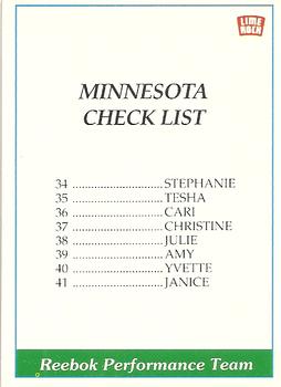 1991 Lime Rock Pro Cheerleaders Preview - Checklists #NNO Minnesota Check List Front