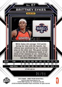 2023 Panini Prizm WNBA - Orange #67 Brittney Sykes Back