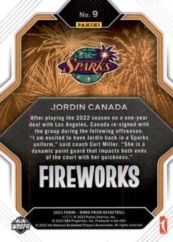 2023 Panini Prizm WNBA - Fireworks #9 Jordin Canada Back