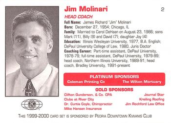 1999-00 Bradley Braves #2 Jim Molinari Back