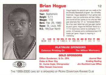 1999-00 Bradley Braves #12 Brian Hogue Back