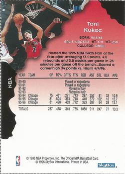 1996-97 Hoops Chicago Bulls Team Night Sheet Singles #NNO Toni Kukoc Back