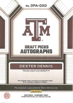 2023 Panini Prizm Draft Picks - Draft Picks Autographs #DPA-DXD Dexter Dennis Back