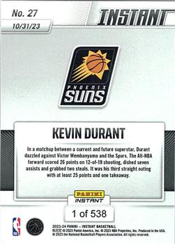 2023-24 Panini Instant NBA #27 Kevin Durant Back