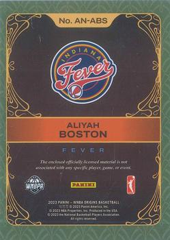 2023 Panini Origins WNBA - Art Nouveau Memorabilia #AN-ABS Aliyah Boston Back