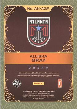 2023 Panini Origins WNBA - Art Nouveau Memorabilia #AN-AGR Allisha Gray Back