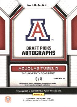 2023 Panini Prizm Draft Picks - Draft Picks Autographs Choice Green #DPA-AZT Azuolas Tubelis Back