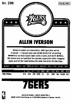 2023-24 Hoops - Teal Explosion #296 Allen Iverson Back