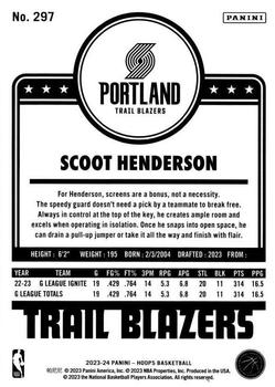 2023-24 Hoops - Silver #297 Scoot Henderson Back