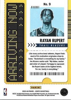 2023-24 Hoops - Arriving Now #9 Rayan Rupert Back