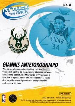 2023-24 Hoops - Attack the Rack #8 Giannis Antetokounmpo Back