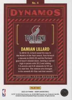 2023-24 Hoops - Dynamos #4 Damian Lillard Back