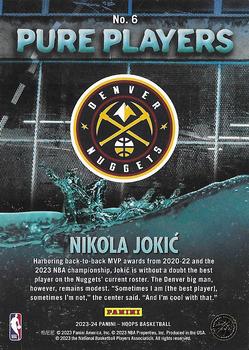2023-24 Hoops - Pure Players #6 Nikola Jokic Back