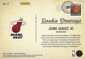 2023-24 Hoops - Rookie Greetings #2 Jaime Jaquez Jr. Back