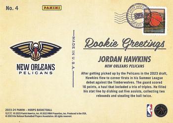2023-24 Hoops - Rookie Greetings #4 Jordan Hawkins Back