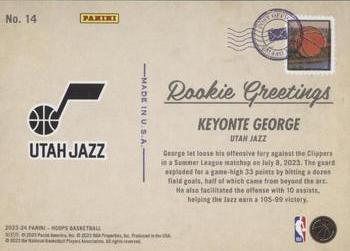2023-24 Hoops - Rookie Greetings #14 Keyonte George Back