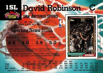 1993 Kenner/Topps Starting Lineup Cards - Proofs #1SL David Robinson Back