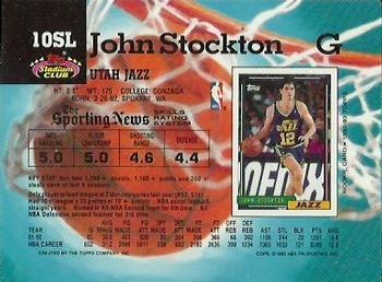 1993 Kenner/Topps Starting Lineup Cards - Proofs #10SL John Stockton Back