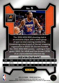 2023-24 Panini Prizm #5 Kevin Durant Back