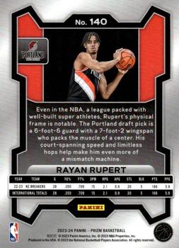 2023-24 Panini Prizm #140 Rayan Rupert Back