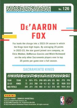 2023-24 Donruss #126 De'Aaron Fox Back