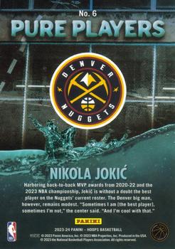 2023-24 Hoops Winter - Pure Players #6 Nikola Jokic Back
