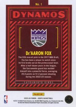 2023-24 Hoops Winter - Dynamos #1 De'Aaron Fox Back