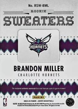 2023-24 Hoops Winter - Rookie Sweaters #RSW-BML Brandon Miller Back