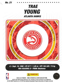 2023-24 Panini Sticker & Card Collection - Cards #21 Trae Young Back