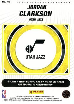 2023-24 Panini Sticker & Card Collection - Cards #35 Jordan Clarkson Back