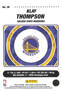 2023-24 Panini Sticker & Card Collection - Cards #36 Klay Thompson Back