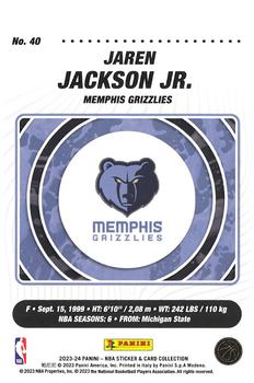 2023-24 Panini Sticker & Card Collection - Cards #40 Jaren Jackson Jr. Back