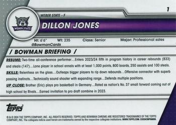2023-24 Bowman University Chrome #1 Dillon Jones Back