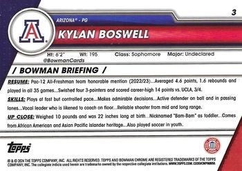 2023-24 Bowman University Chrome #3 Kylan Boswell Back