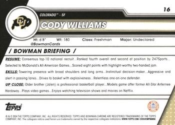 2023-24 Bowman University Chrome #16 Cody Williams Back