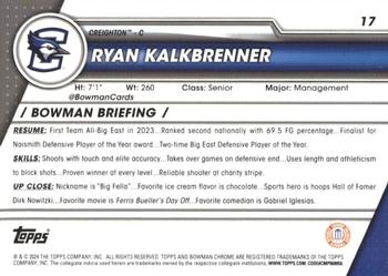 2023-24 Bowman University Chrome #17 Ryan Kalkbrenner Back