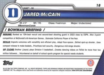 2023-24 Bowman University Chrome #18 Jared McCain Back