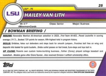 2023-24 Bowman University Chrome #25 Hailey van Lith Back