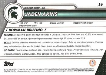 2023-24 Bowman University Chrome #36 Jaden Akins Back