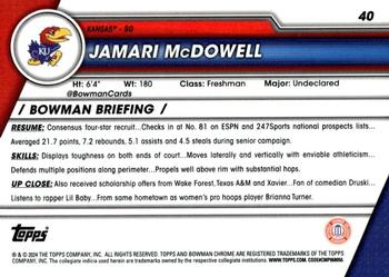 2023-24 Bowman University Chrome #40 Jamari McDowell Back