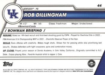 2023-24 Bowman University Chrome #44 Rob Dillingham Back