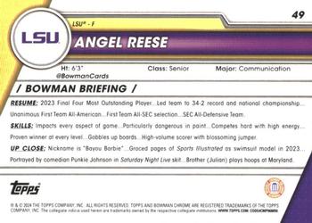 2023-24 Bowman University Chrome #49 Angel Reese Back