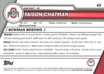 2023-24 Bowman University Chrome #62 Taison Chatman Back