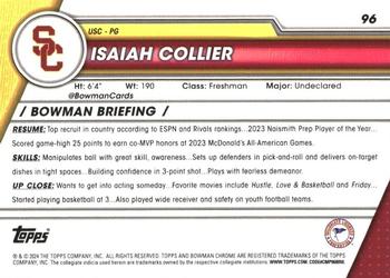 2023-24 Bowman University Chrome #96 Isaiah Collier Back