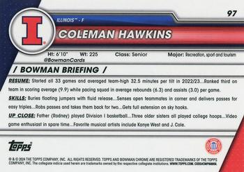 2023-24 Bowman University Chrome #97 Coleman Hawkins Back