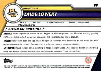 2023-24 Bowman University Chrome #99 Zaide Lowery Back