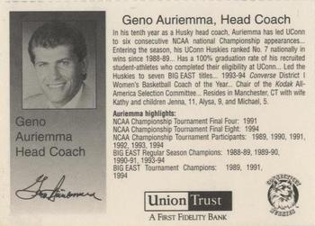 1994-95 Connecticut Huskies Women #NNO Geno Auriemma Back