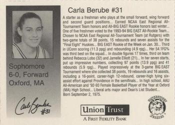 1994-95 Connecticut Huskies Women #NNO Carla Berube Back